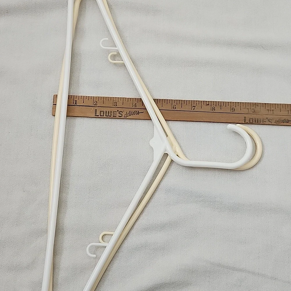 Set of 40 White and Cream Plastic Hangers